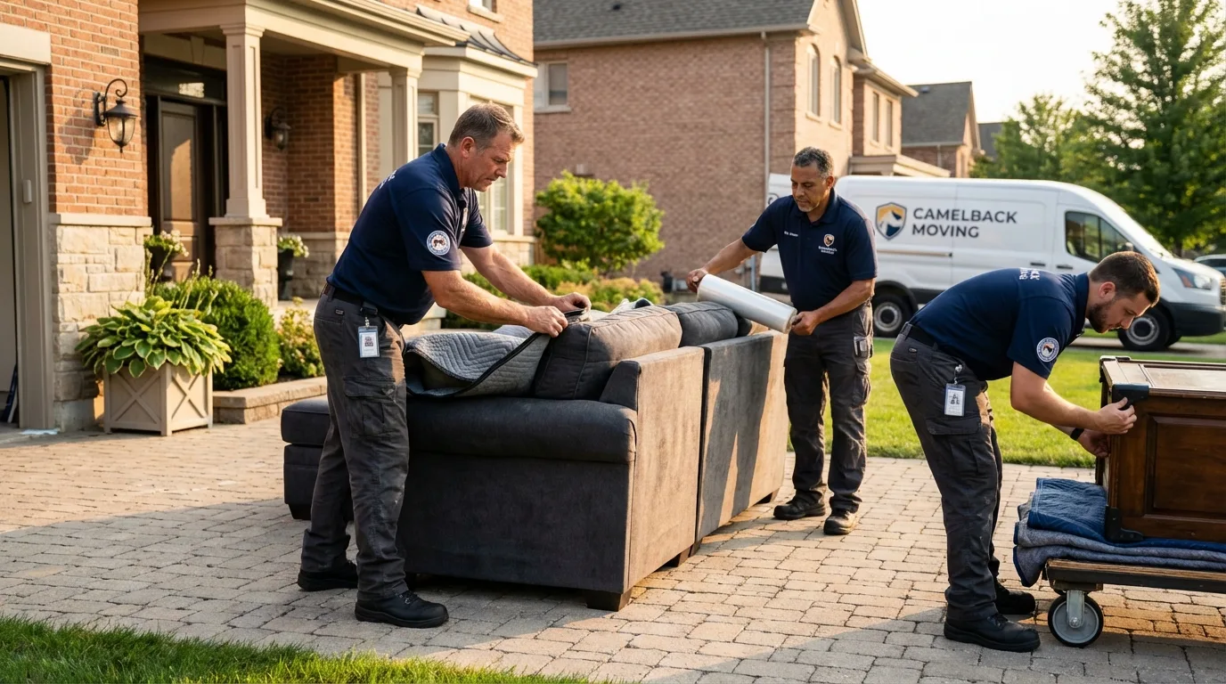 Large estate moving crew wrapping furniture in Pender, NE